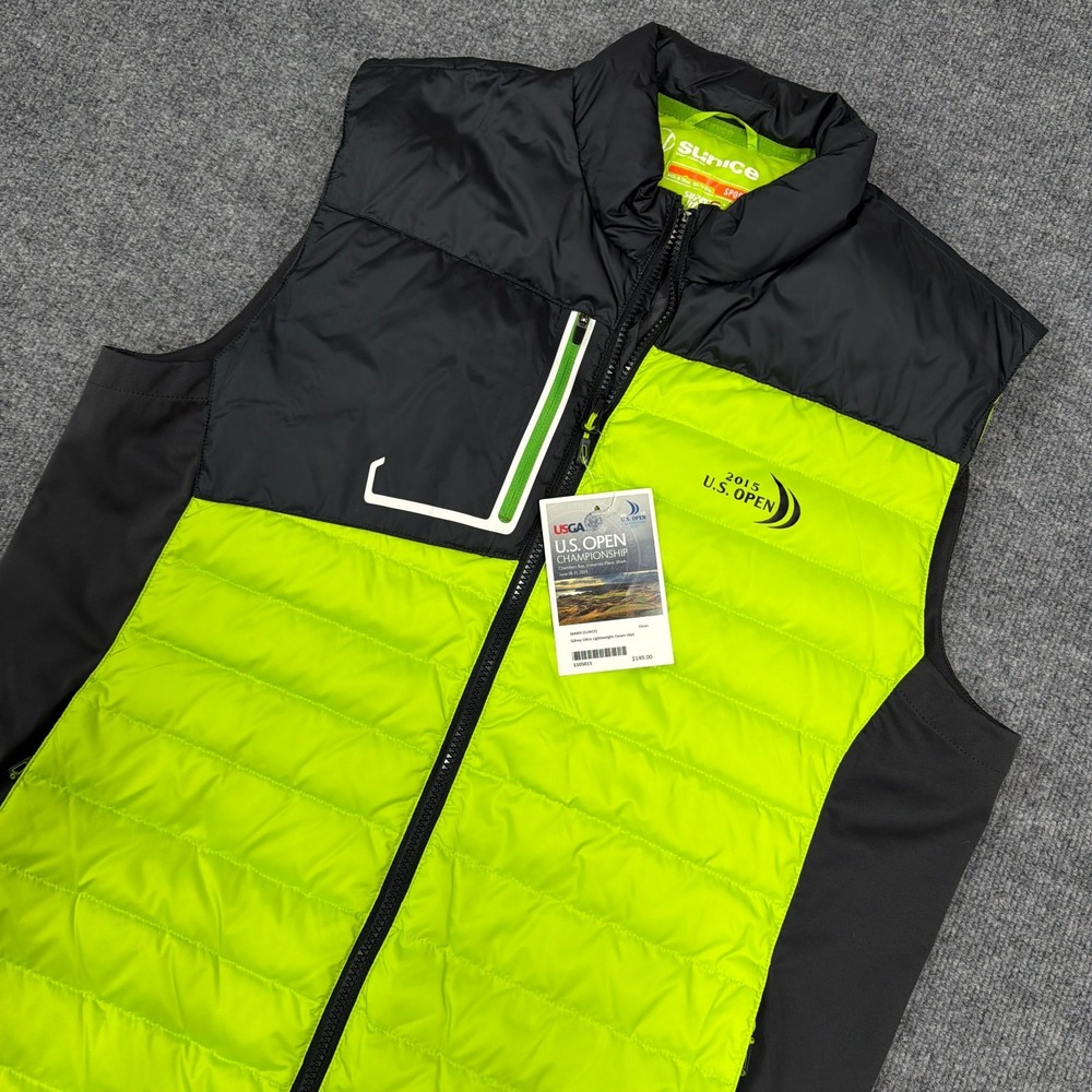 Sunice Vest Men L Black Neon Green Down Puffer US Open‎ 2015 Golf Superlite FX